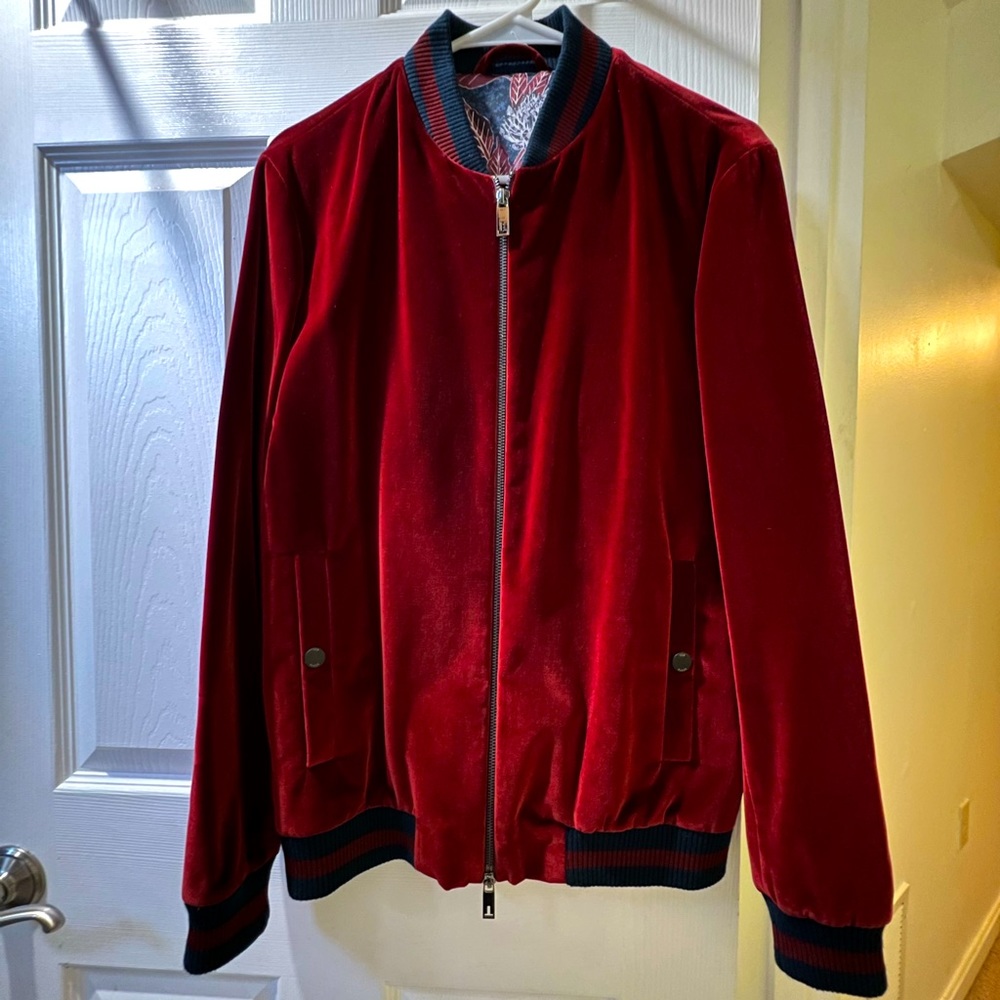 Ted Baker Velvet Bomber Jacket with patterned lining size small or size 2